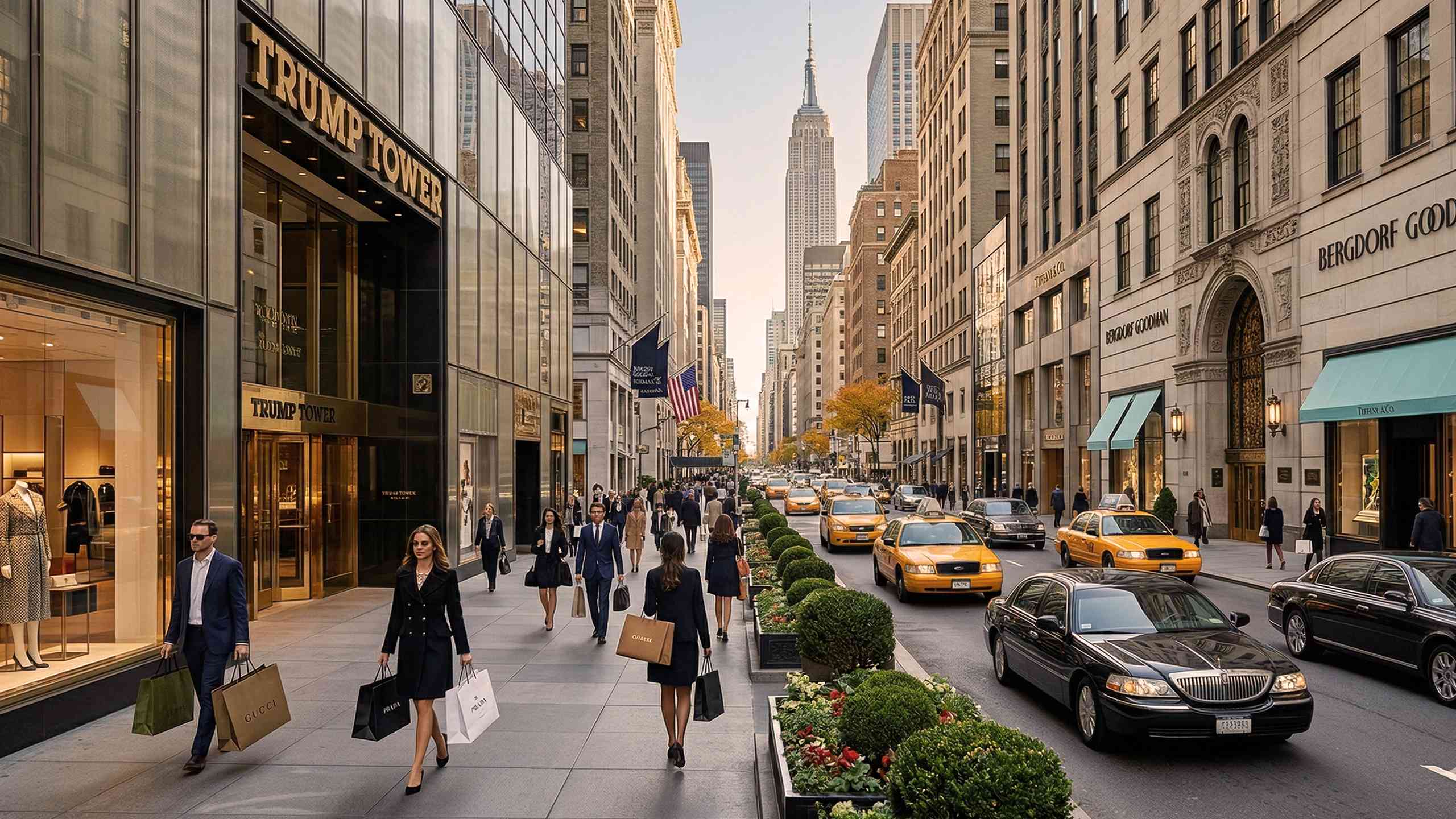 Black cars on Fifth Avenue - executive black car service in Manhattan